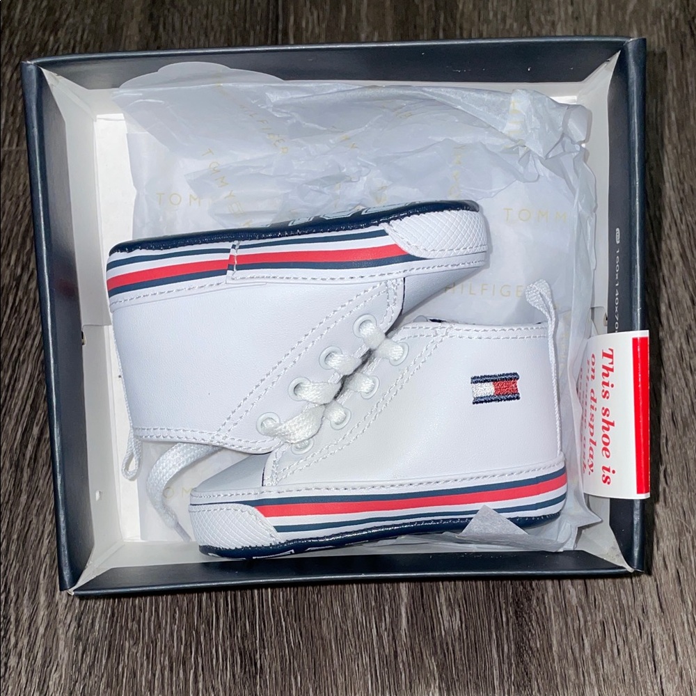 Tommy Hilfiger Kids White, Navy and Red Sneakers